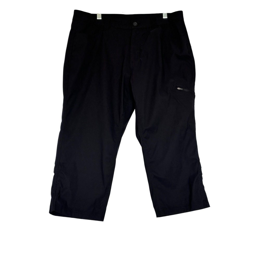 Eddie Bauer Black Nylon Cropped Hiking Capri Pants Womens 14 Zip Pocket Stretch
